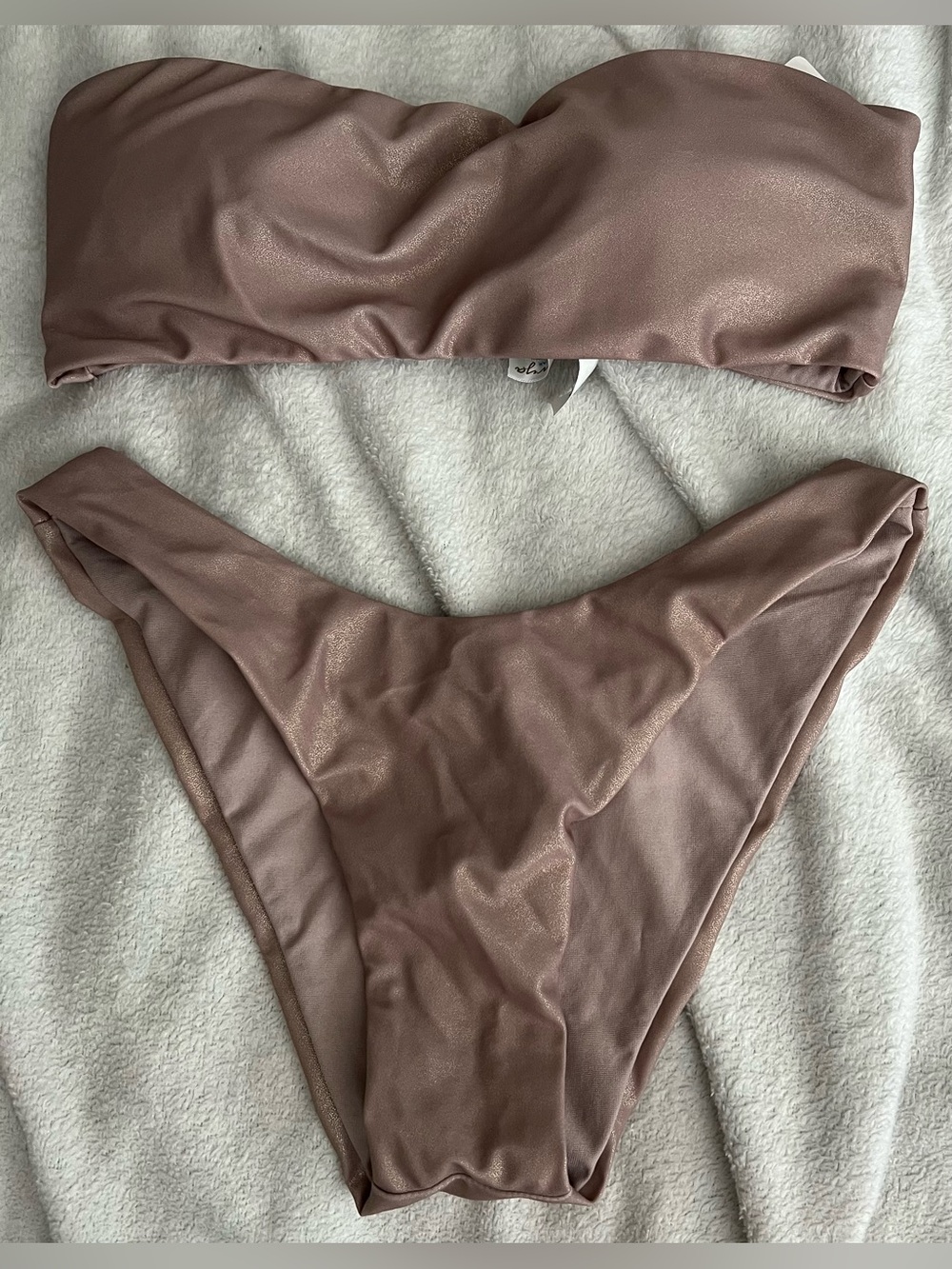 NWT Envyya Shimmery Mauve Bandeau Bikini Set